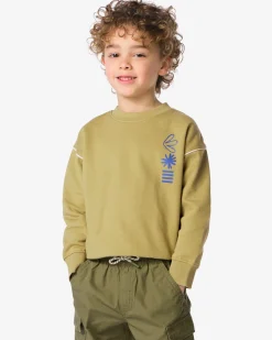 kindersweater grafisch olijf