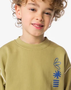 kindersweater grafisch olijf