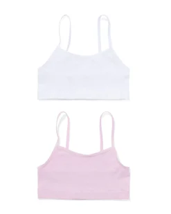 kindertops naadloos rib - 2 stuks lichtpaars