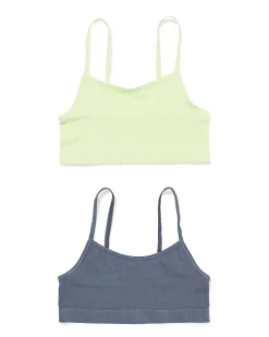 kindertops rib naadloos - 2 stuks lime