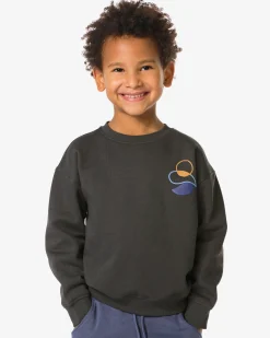 kindertrui sweatstof print donkergrijs