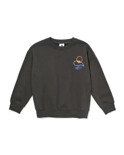 kindertrui sweatstof print donkergrijs