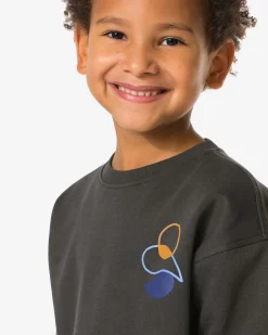 kindertrui sweatstof print donkergrijs