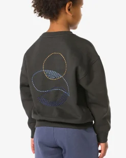 kindertrui sweatstof print donkergrijs