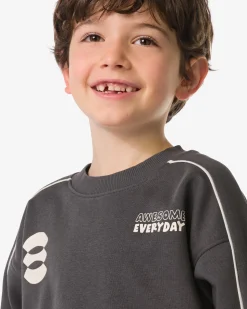 kindertrui sweatstof tekst donkergrijs
