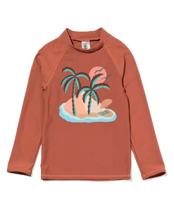 kinderzwemshirt UPF40+ palmbomen bruin