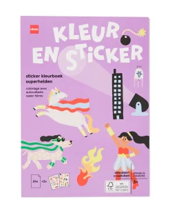kleurboek met stickers A5 superhelden