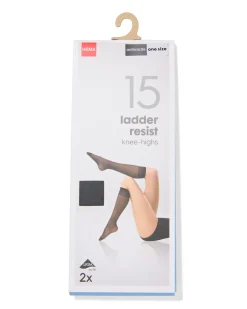 kniekousen 15denier anti-ladder mat - 2 paar