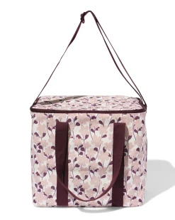 koeltas 25x36x10cm linnen bloemenprint roze