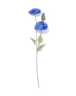 kunstbloem klaproos 55cm felblauw