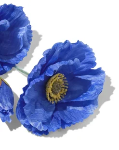 kunstbloem klaproos 55cm felblauw