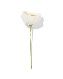 kunstbloem klaproos 23cm papier wit
