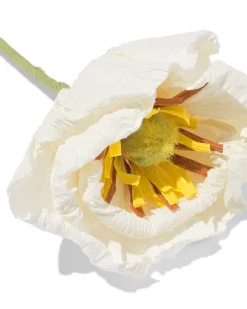 kunstbloem klaproos 23cm papier wit