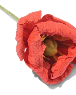 kunstbloem klaproos 23cm papier rood