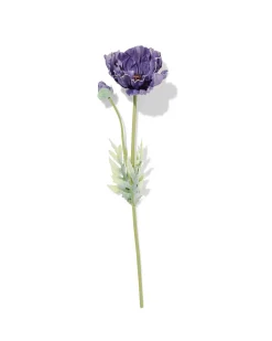kunstbloem klaproos 55cm rubber paars