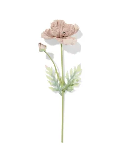 kunstbloem klaproos 55cm rubber oudpaars