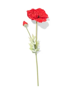 kunstbloem klaproos 55cm rubber rood