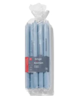 lange huishoudkaarsen Ø2.2x29 lichtblauw - 12 stuks