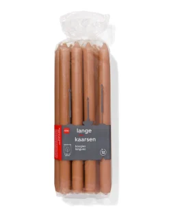 lange huishoudkaarsen Ø2.2x29cm bruin - 12 stuks