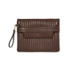 laptophoes 37x28x2.5cm met flap doorgestikt donkerbruin