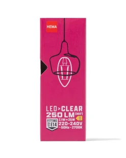 led kaars clear E14 2.1W 250lm