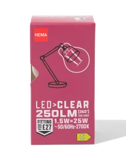 led kogel clear E27 1.5W 250lm