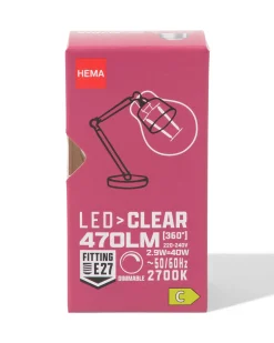 led kogel clear E27 2.9W 470lm dim