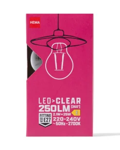 led peer clear E27 2.1W 250lm