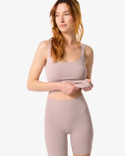 licht corrigerende biker hoge taille naadloos katoen beige