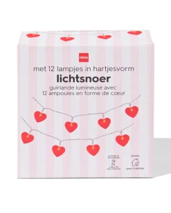 lichtsnoer 2m met 12 hartjes voor binnen liefde