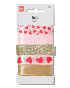 lint 3m satijn hart - 5 stuks