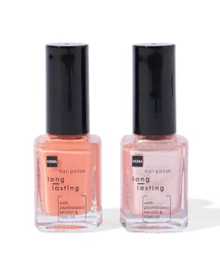 long lasting nagellak set oranje glitter 2-delig