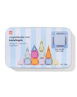 magnetische mini bouwtegels in blik - 24 stuks