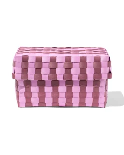 mand 20x15cm met deksel geblokt lila