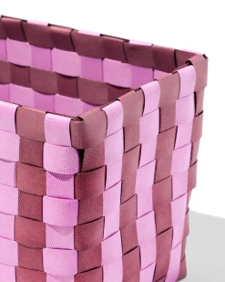 mand 20x15cm met deksel geblokt lila