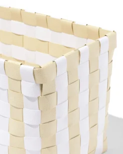 mand 25x15cm met deksel geblokt beige