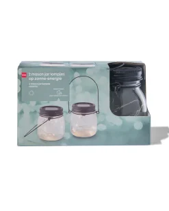 mason jar solar lampjes - 2 stuks