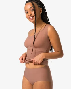 medium corrigerende damesslip hoge taille middenbruin
