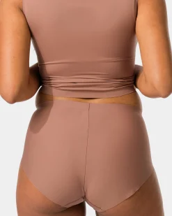 medium corrigerende damesslip hoge taille middenbruin