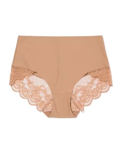 medium corrigerende slip hoge taille met kant lichtbruin