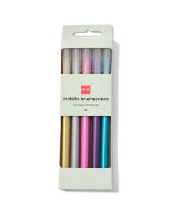 metallic brushpennen - 5 stuks
