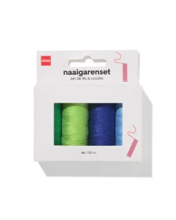 naaigarenset 100m licht- en donkerblauw licht- en donkergroen - 4 stuks
