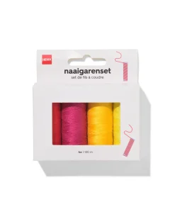 naaigarenset 100m rood oranje roze geel - 4 stuks