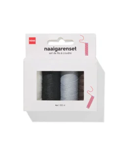 naaigarenset 100m zwart wit bruin grijs - 4 stuks