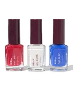nagellakset rood wit blauw - 3 stuks
