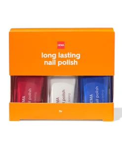 nagellakset rood wit blauw - 3 stuks