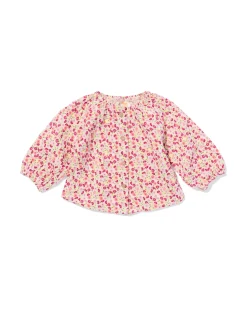 newborn blouse mousseline bloemen ecru