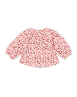 newborn blouse mousseline bloemen ecru
