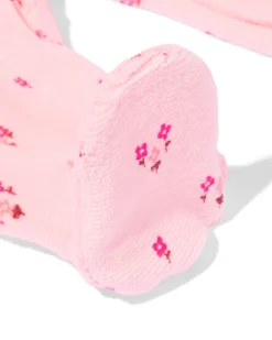 newborn boxpakje rib velours bloemen roze