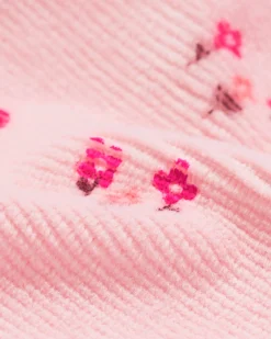 newborn boxpakje rib velours bloemen roze